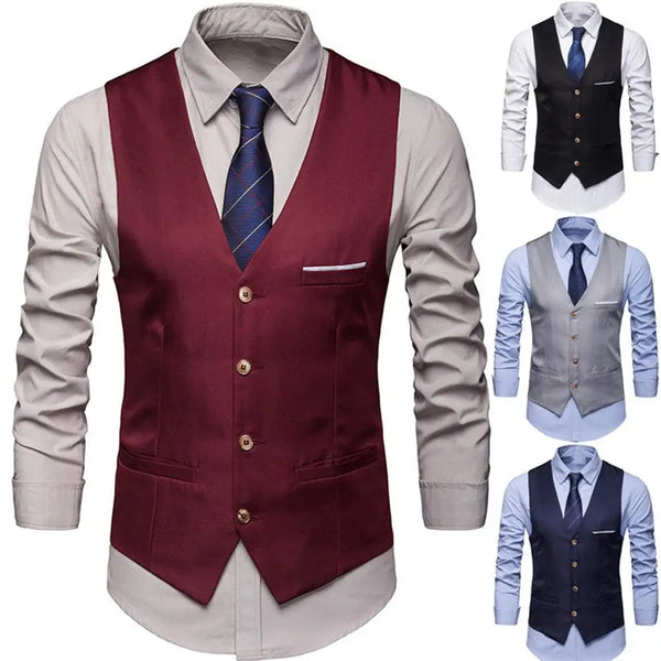 Slim Fit Men's Business Formal Waistcoat Sleeveless Vest